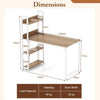 Computer Desk with Power Strip 120 CM Study Writing Desk with Bookshelf-Natural
