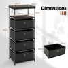 Dresser with 4 Drawer Wood Top and Metal Frame-Black
