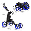 Golf Push Pull Cart with Waterproof Bag and Foot Brake-Blue