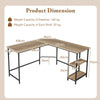 L-Shaped Computer Desk with 2-tier Shelves for Home Office Bedroom-Natural