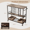 3 Tiers Bar Cart on Wheels with Glass Racks-Brown