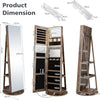360-Degree Mirrored Jewelry Armoire with 3-Color Auto-on LED Lights-Rustic Brown