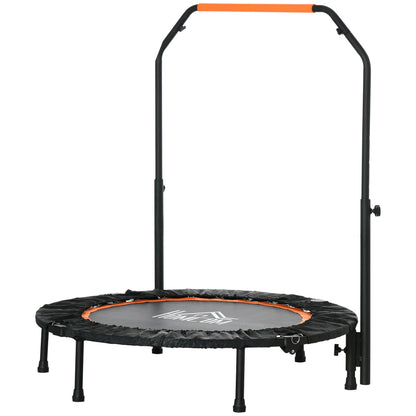 HOMCOM 40" Foldable Mini Fitness Trampoline with a black frame and orange foam handle