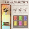 HOMCOM RGB Standing Lamp with Shelves, 4-Tier LED Floor Lamp with Multiple Lighting Modes, Rustic Brown