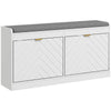 HOMCOM Shoe Storage with Seat, Upholstered Entryway Bench, Shoe Bench with 2 Flip Drawers and 2 Vents for 8 Pairs of Shoes