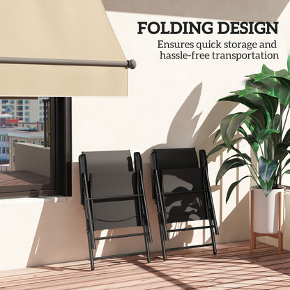 كرسيان قابلان للطي للاستخدام الخارجي من Outsunny - أسود