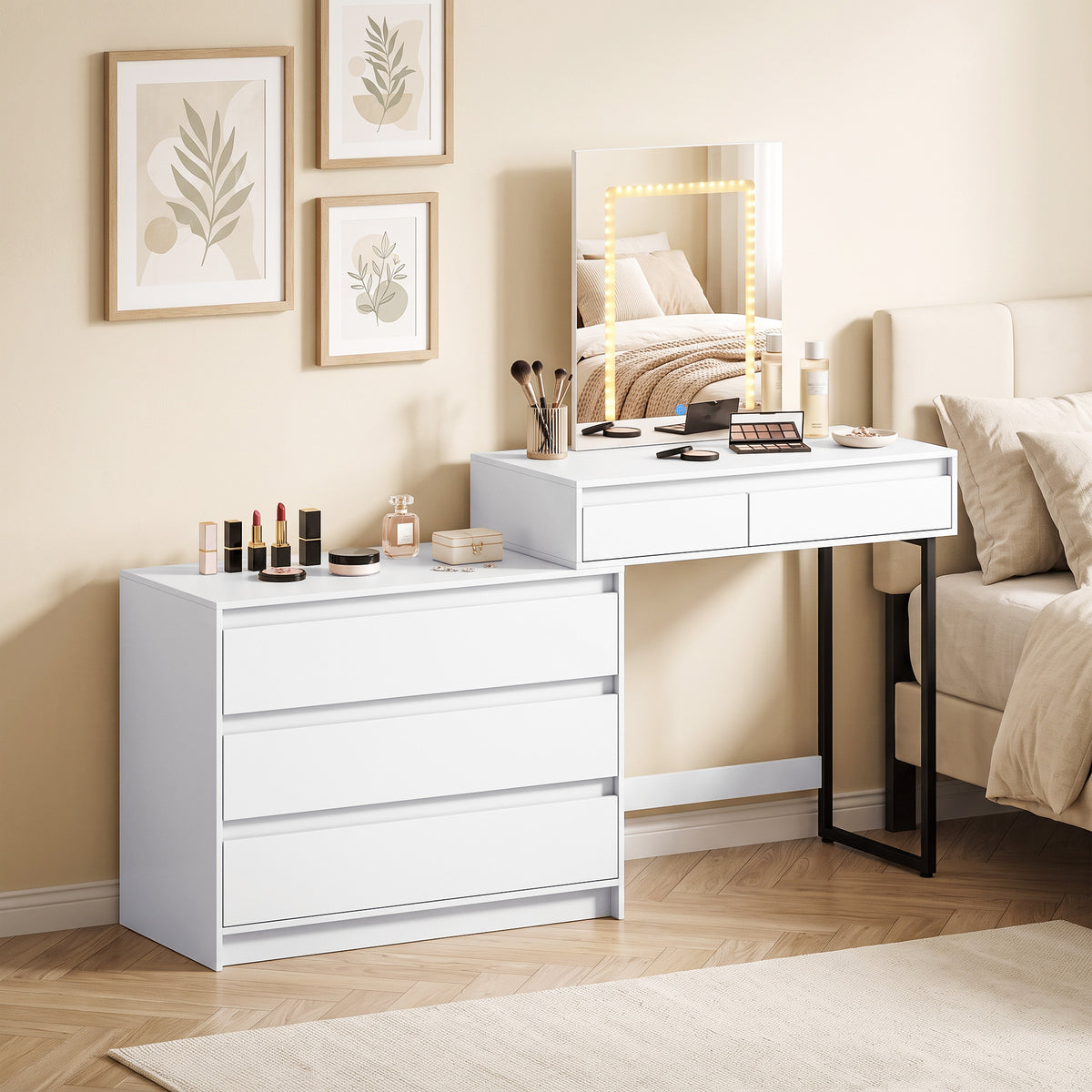 HOMCOM Vanity Makeup Desk in White