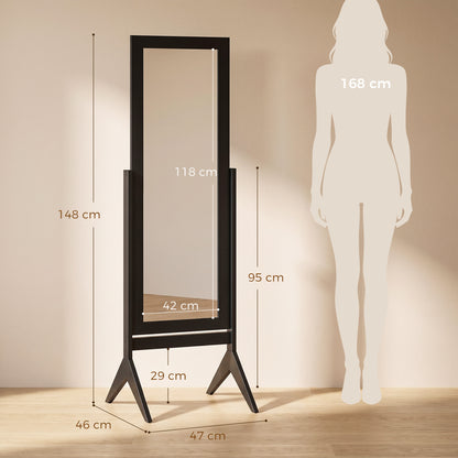 HOMCOM Freestanding Adjustable Angle Dressing Mirror in Black