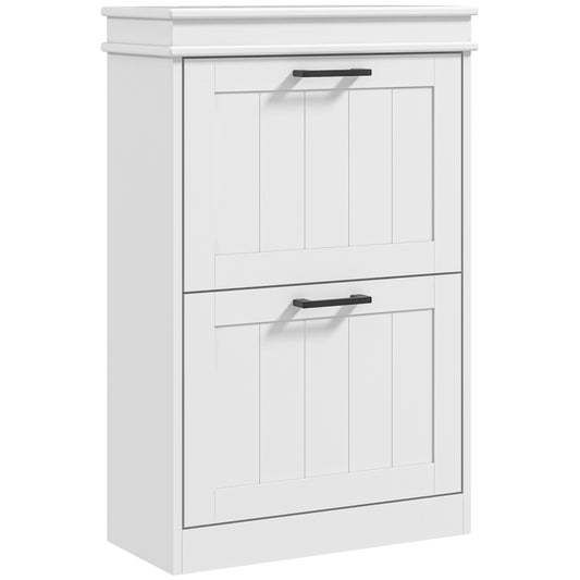HOMCOM Two-Drawer Minimalistic Shoe Storage Cabinet, for 10 Shoes, White