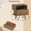 Mid Century Modern End Tables Set of 2 with Removable Drawer-Natural
