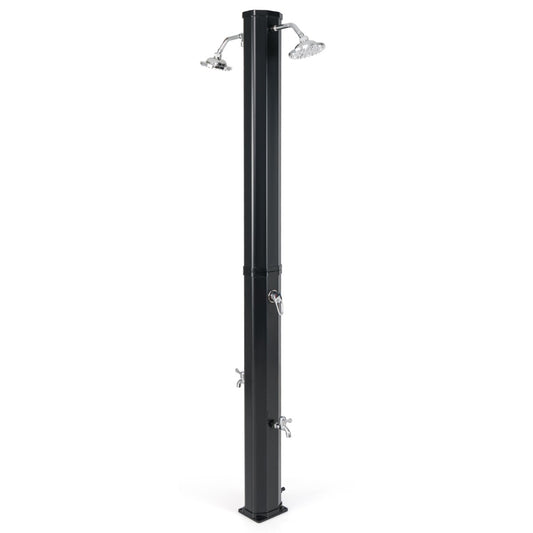 Solar Heated Shower with Dual Swivel Shower Heads standing on a white background