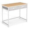 Space Saving Computer Desk with 2 Fabric Drawers-Natural