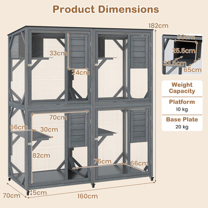 Dimensions diagram for the spacious outdoor cat enclosure