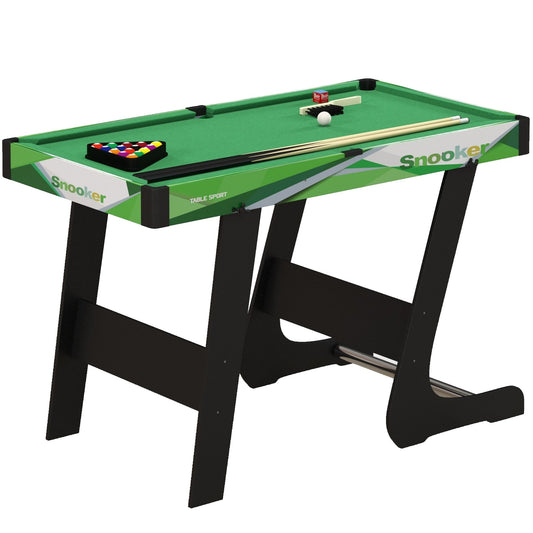 SPORTNOW 104cm Folding Mini Pool Table Set with cues and balls arranged on the green surface