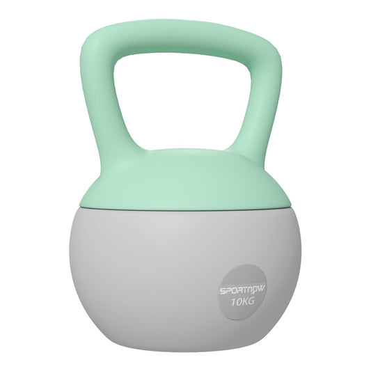 SPORTNOW 10KG Soft Kettlebell in green and grey with a rounded base and a wide handle