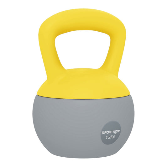 SPORTNOW 12KG Soft Kettlebell in yellow and grey with a smooth rounded base