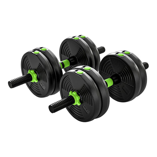 SPORTNOW 15 kg 3-in-1 Adjustable Dumbbell & Barbell Set in Green