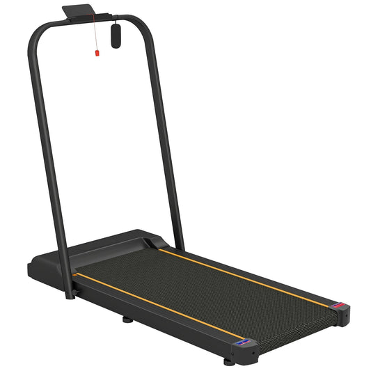 SPORTNOW 2.5HP Walking Pad, a black folding treadmill with orange trim and a digital display