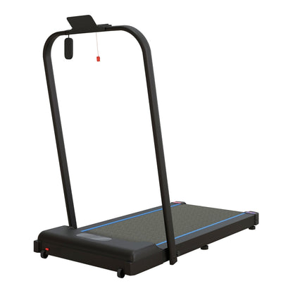 SPORTNOW 2.5HP Walking Pad shown from a side angle with a black frame and blue trim