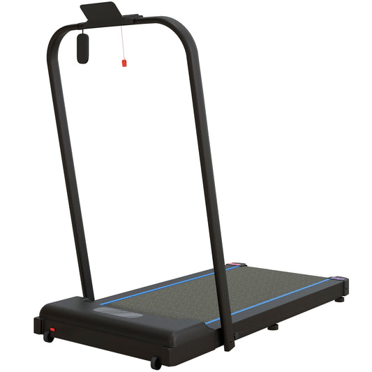 SPORTNOW 2.5HP Walking Pad shown from a side angle with a black frame and blue trim