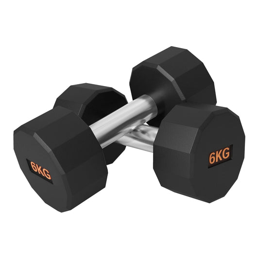 SPORTNOW Dumbbells Weights Set with 12-sided shape and non-slip grip for men women home gym workout, 2 x 6kg