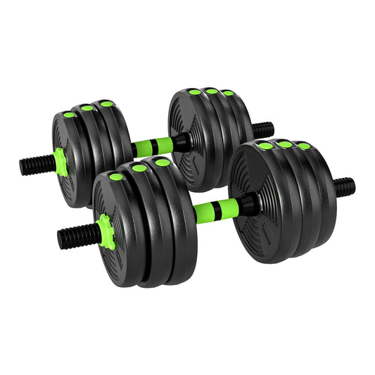SPORTNOW 20 kg 3-in-1 Adjustable Dumbbell & Barbell Set in Green