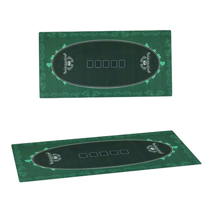 SPORTNOW Professional Poker Mat, a green oval mat with card suit designs and spaces for chips