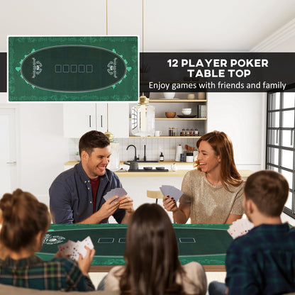 the poker table top with 12 player spaces