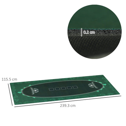the green poker mat with dimensions shown