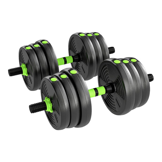 SPORTNOW 25 kg 3-in-1 Adjustable Dumbbell & Barbell Set in Green