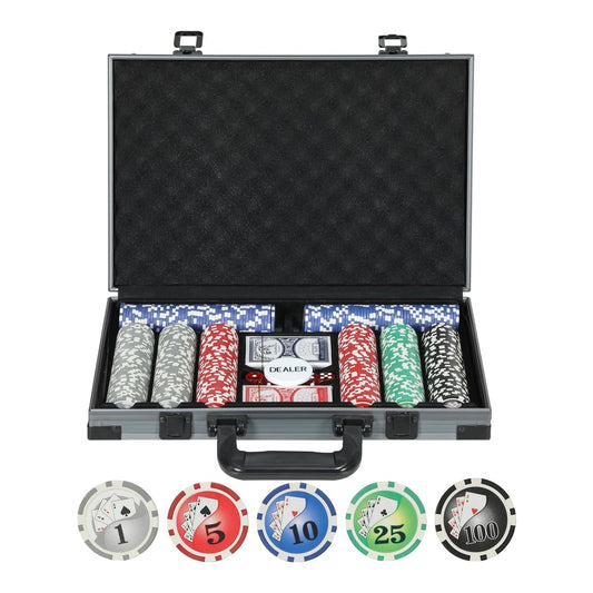 SPORTNOW 400-Piece Poker Chips Set with Lightweight ABS Case, open with chips, cards and dice inside