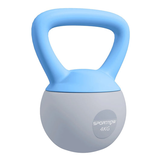 SPORTNOW 4KG Soft Kettlebell with a light blue handle and grey base