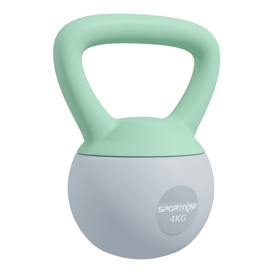 SPORTNOW 4KG Soft Kettlebell in green and grey with a non-slip handle