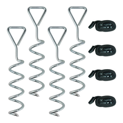 SPORTNOW 4Pcs Trampoline Anchor Kit, four spiral ground stakes and four straps