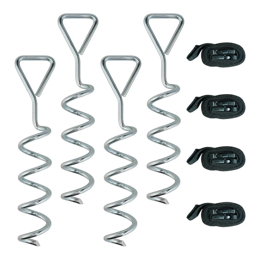 SPORTNOW 4Pcs Trampoline Anchor Kit, four spiral ground stakes and four straps