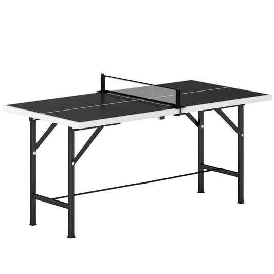 SPORTNOW 5ft Mid-Size Table Tennis Table with a black surface and net set up on a white background