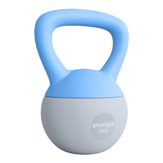 SPORTNOW 6KG Soft Kettlebell, a light blue and grey weight with a non-slip handle
