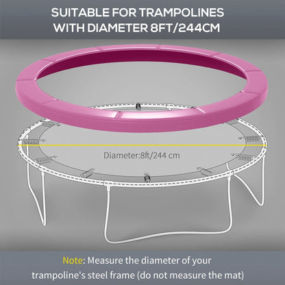 The trampoline spring cover shown hovering above the metal frame and springs