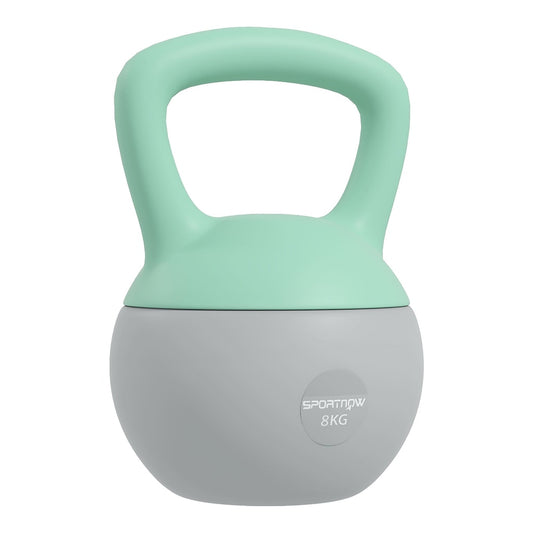 SPORTNOW 8KG Kettlebell, a soft kettle bell with a mint green handle and grey base