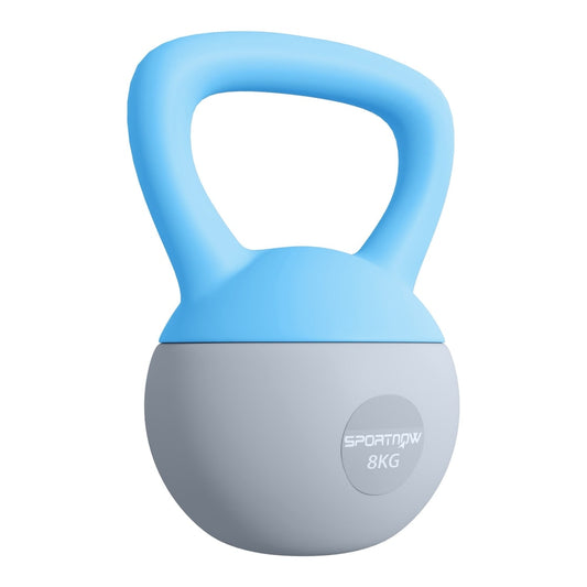 SPORTNOW 8KG Soft Kettlebell in light blue and grey with a rounded base and a comfortable handle