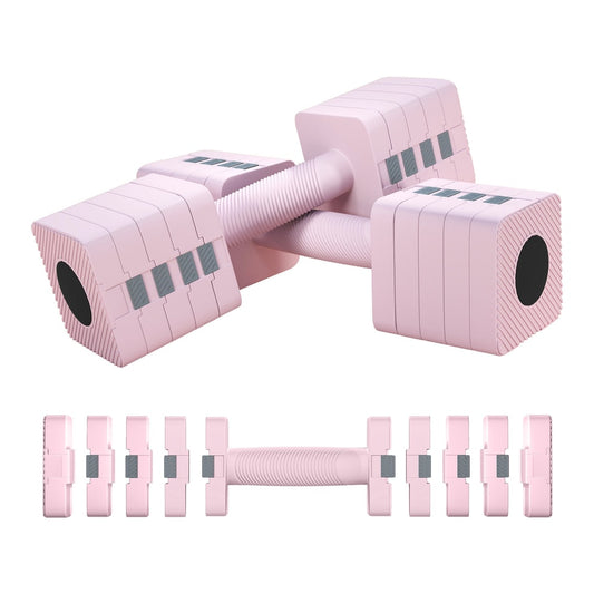SPORTNOW Adjustable Dumbbell Set of 2 in pink, with adjustable weights