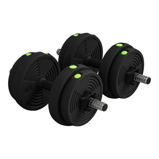 SPORTNOW Adjustable Weight Barbell & Dumbbells Set in black and green with adjustable weights