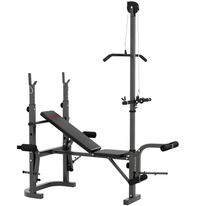 SPORTNOW Multi-Exercise Adjustable Weight Bench with Bench Press Rack in a plain studio setting
