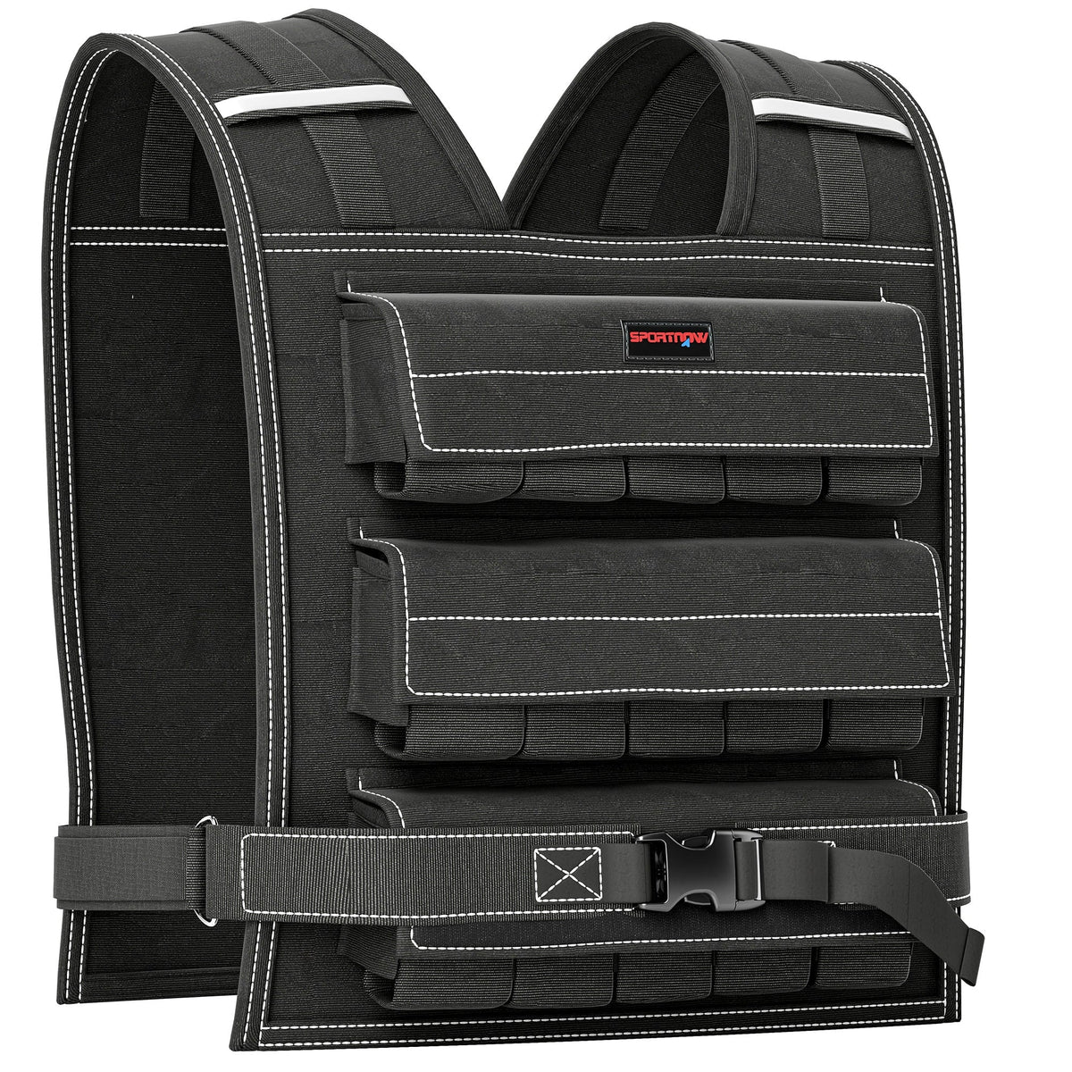 SPORTNOW 15KG Adjustable Weighted Vest with reflective strips on the shoulders