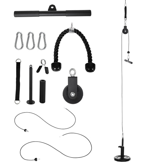 SPORTNOW Cable Machine Pulley System shown with all included components and a full assembly