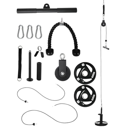 SPORTNOW Cable Machine Pulley System with all included attachments and weight plates