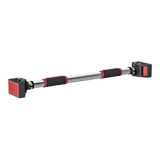 SPORTNOW Doorway Pull Up Bar, a metal bar with red padded grips, mounted in a doorway