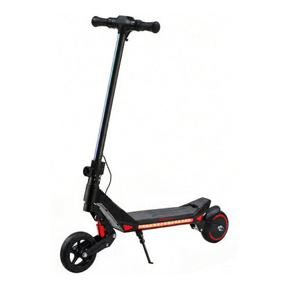 SPORTNOW Electric Scooter for Kids, a black foldable e scooter with RGB lights and an LED display