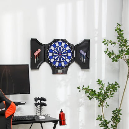 The game room board mounted on a white wall above a desk in a modern home office setting
