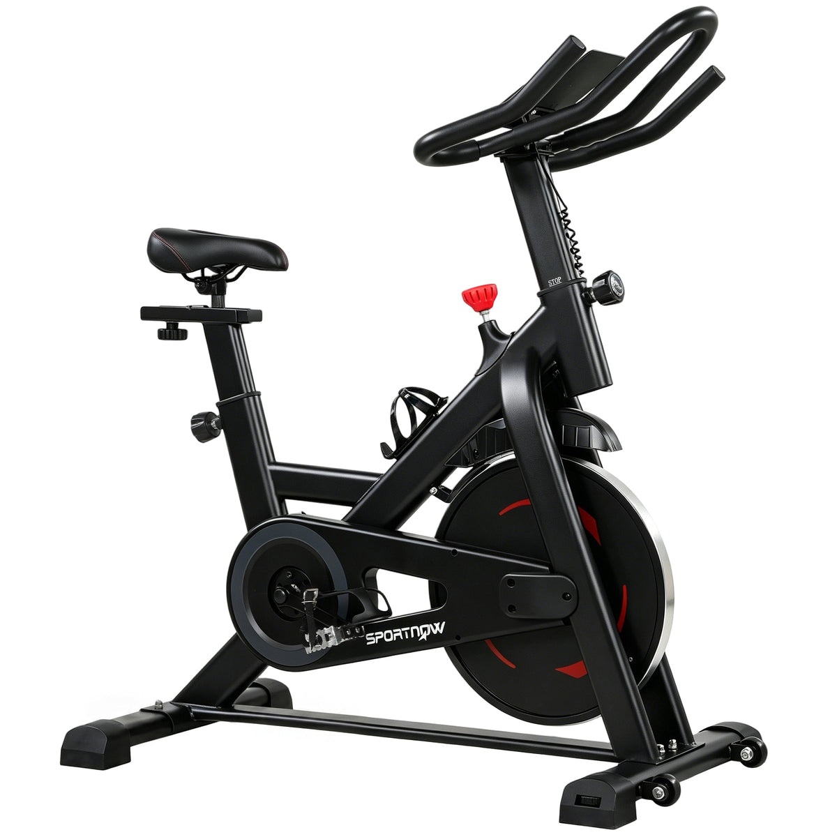 SPORTNOW Exercise Bike in black with adjustable seat and handlebars on a white background